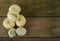 Group of citrons on rustic wooden background. Sechium edule