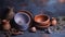 a group of clay bowls and vases on a table