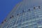 Group of cleaner hanging, washing and cleaning windows on high rise building - High building and Risk working