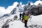 Group of climbers in snow mountains