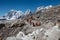 Group of climbers in snow mountains