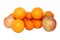 Group closeup colorfull orange and apple on white background