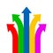 Group colored arrows directed upwards - vector