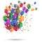 Group colored helium fly balloons with confetti - 