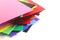 Group of colorful corrugated plastic sheets on white
