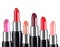 Group of colorful lipsticks isolated