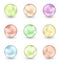 Group of colorful pearls on white background