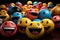 a group of colorful smiley faces