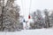 Group of colorful telpher cable cars, winter season, Kharkov, Ukraine