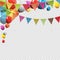 Group of Colour Glossy Helium Balloons with Blank Page Isolated