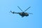 Group combat helicopters in flight during a military demonstration