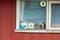 Group of compact discs on the windowsill of an old house