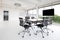 Group of conference table and chairs in white and wide office wi