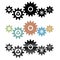 Group of connected gears vector illustration