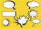 Group of conversation bubbles on yellow polka dot backgrounds