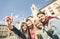 Group of cool multiculture tourists friends taking selfie