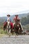Group of cowboys on horseback in Ecuador