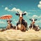 A group of cows sitting on sand