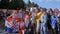 Group of Croatian, Russian and Argentine football fans before match