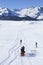 Group of crosscountry skiers resting