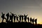 A group of crowded nature lovers walking in the morning and starting sports