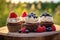 a group of cupcakes with berries on top