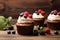 a group of cupcakes with berries on top