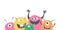 Group of cute colorful monsters. A child`s picture. Greeting card. Vector illustration