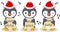 Group of cute penguins chorus singing Christmas songs