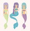 Group of cute sirens avatar character