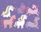 Group of cute unicorns animals