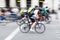 Group of cyclists in the city in motion blur