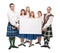 Group of dancers of Scottish dance with empty banner