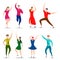 Group of dancing people friend colleague celebrating birthday, new year disco dance holiday