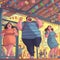 Group of dancing plus size people