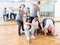 Group of dancing teenagers posing in dance studio