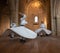 Group of Dervishes performing the traditional and religious whirling dance or Sufi whirling