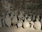 Group of different antique amphoras in the cave.