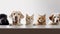 Group of different breeds of dogs and cats in a row on a white background. Banner.