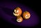Group of different halloween pumpkins characters on a dark background