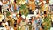 Group different happy people rejoices office seamless pattern