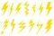 Group of different lightning bolts