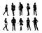 Group of different people. Young child, adult, senior. Men and women. Silhouettes of people in different poses