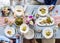 Group of Diverse Friends Gathering Having Food Together