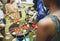 Group of diverse friends grilling barbecue outdoors