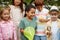 Group of diverse kids interested in nature