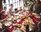 Group of diverse people are gathering for christmas holiday