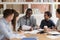 Group of diverse students enjoying study time together.