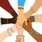 Group of Diverse Women Hands Together, Sisterhood Vector Concept