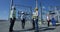 Group of diverse workers on solar plant